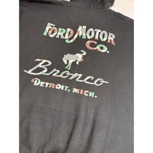 NWT Ford Bronco Motor Co Detroit Michigan Camo Graphic Hoodie Pullover Black 2XL